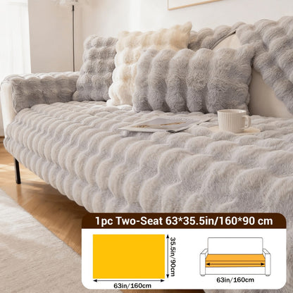 Sofa Cover Bubble Faux Rabbit Fur Panels with Silicone Non-Slip Backing for Seat, Armrest or Backrest