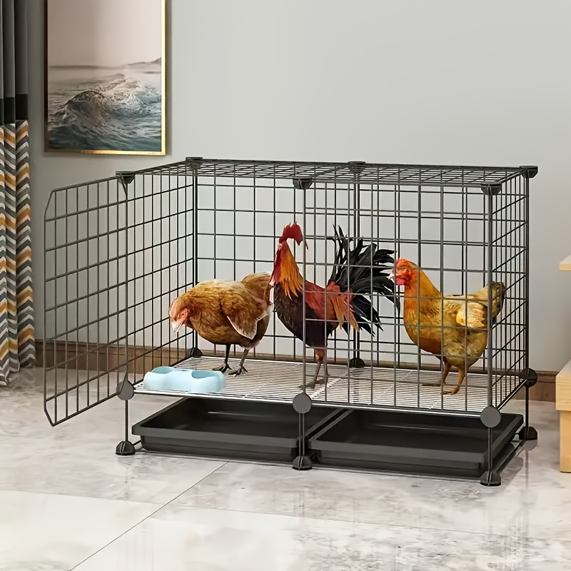 Small Animal Playpen & Pet Cage with Removable Tray | Indoor Outdoor Enclosure for Rabbits, Chickens, Ducks, Birds & Small Pets – Secure Lock, Easy Assembly, 29x15x18"