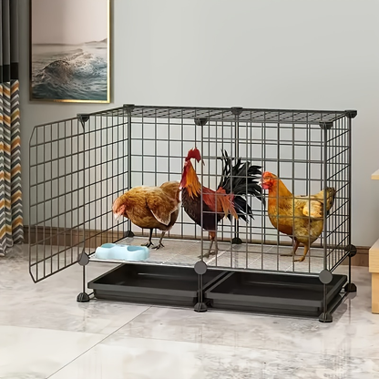 Small Animal Playpen & Pet Cage with Removable Tray | Indoor Outdoor Enclosure for Rabbits, Chickens, Ducks, Birds & Small Pets – Secure Lock, Easy Assembly, 29x15x18"