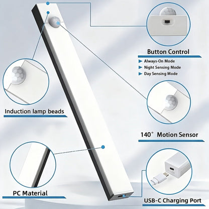 USB-C Rechargeable Motion Sensor LED Light Bar Sets in 10, 20 or 30cm Sizes and 6-, 9- or 12-Packs