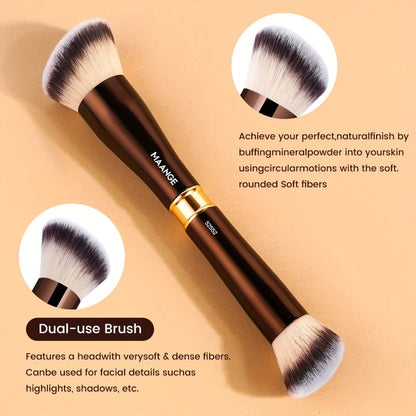 Double-Ended Makeup Brush Set 8-Piece with Storage Box – Premium Aluminum Alloy Handle, 16 Brush Heads for Foundation Blush Contour, Travel-Ready Gift for Women