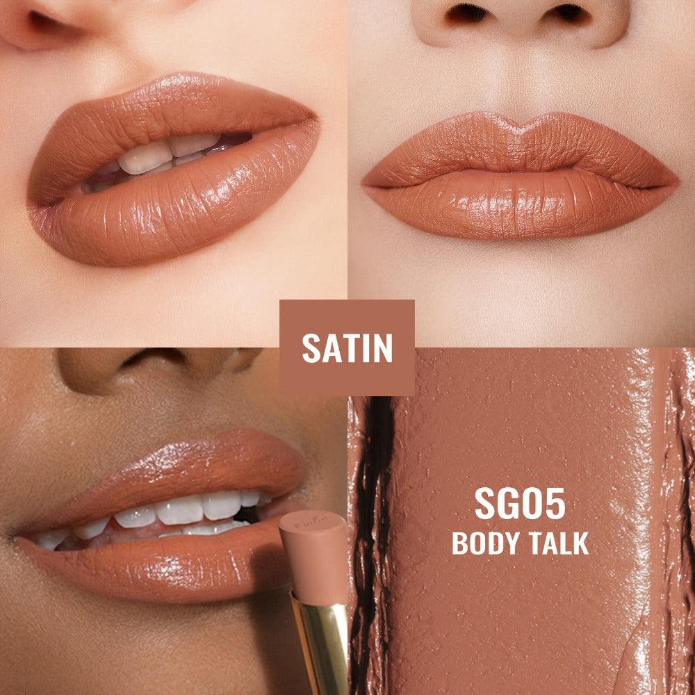 12 g Nude Satin Lipstick Set with Lightweight Cream-to-Satin Formula in Two Checkout Sets for Daily Makeup