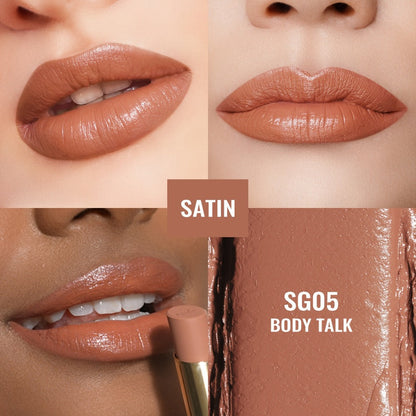 12 g Nude Satin Lipstick Set with Lightweight Cream-to-Satin Formula in Two Checkout Sets for Daily Makeup