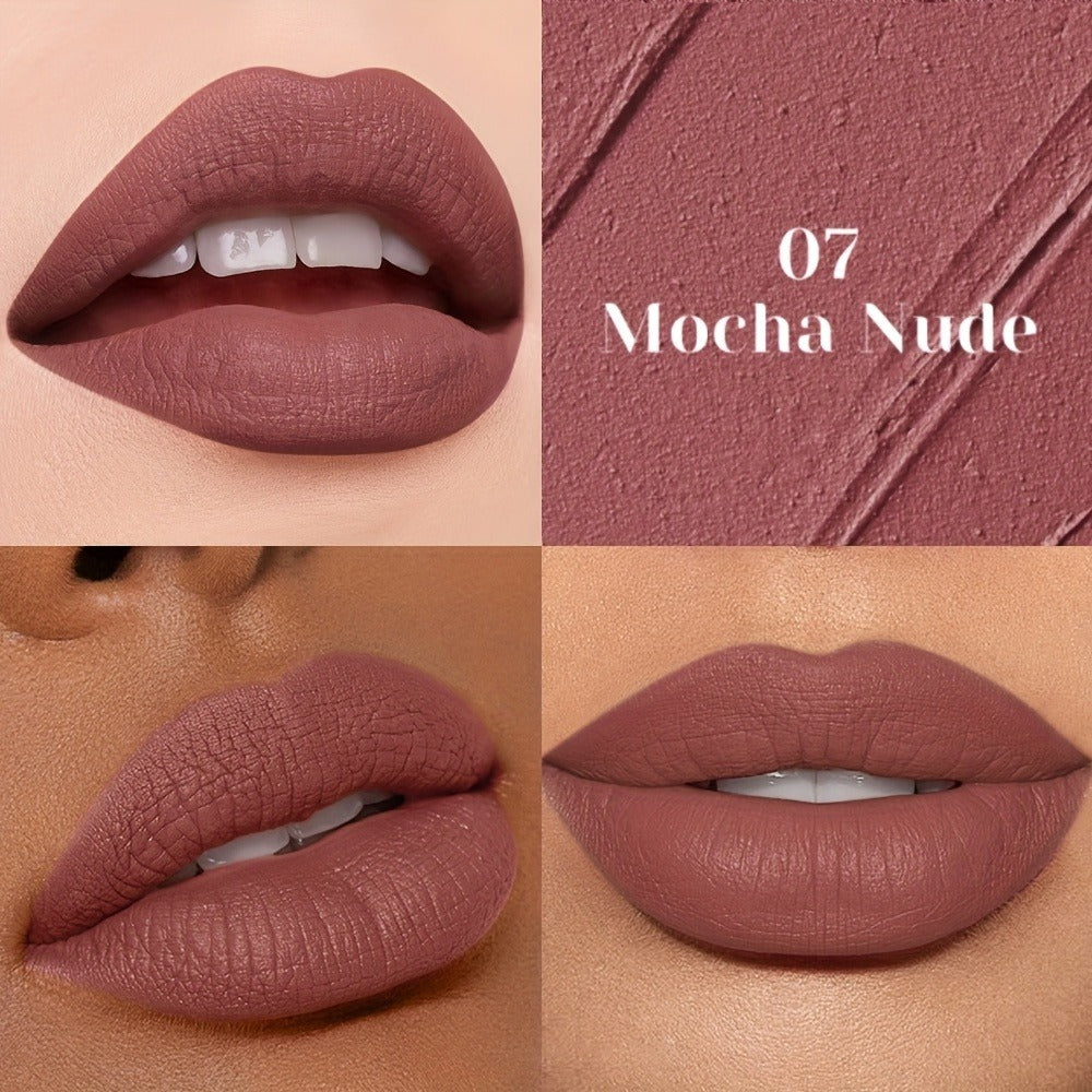 Velvet Matte Liquid Lip Color in Five Coordinated Nude-Tone Shades with 7.4cm Square Tube and Wand
