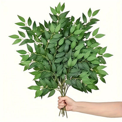 Artificial Ivy Leaves 100pcs Real Touch Faux Greenery Bulk, Realistic Plastic Willow Leaf for Wedding Home Decor DIY Wreaths Party Outdoor Decoration, Lush Ivy Vine Leaves Long Lasting