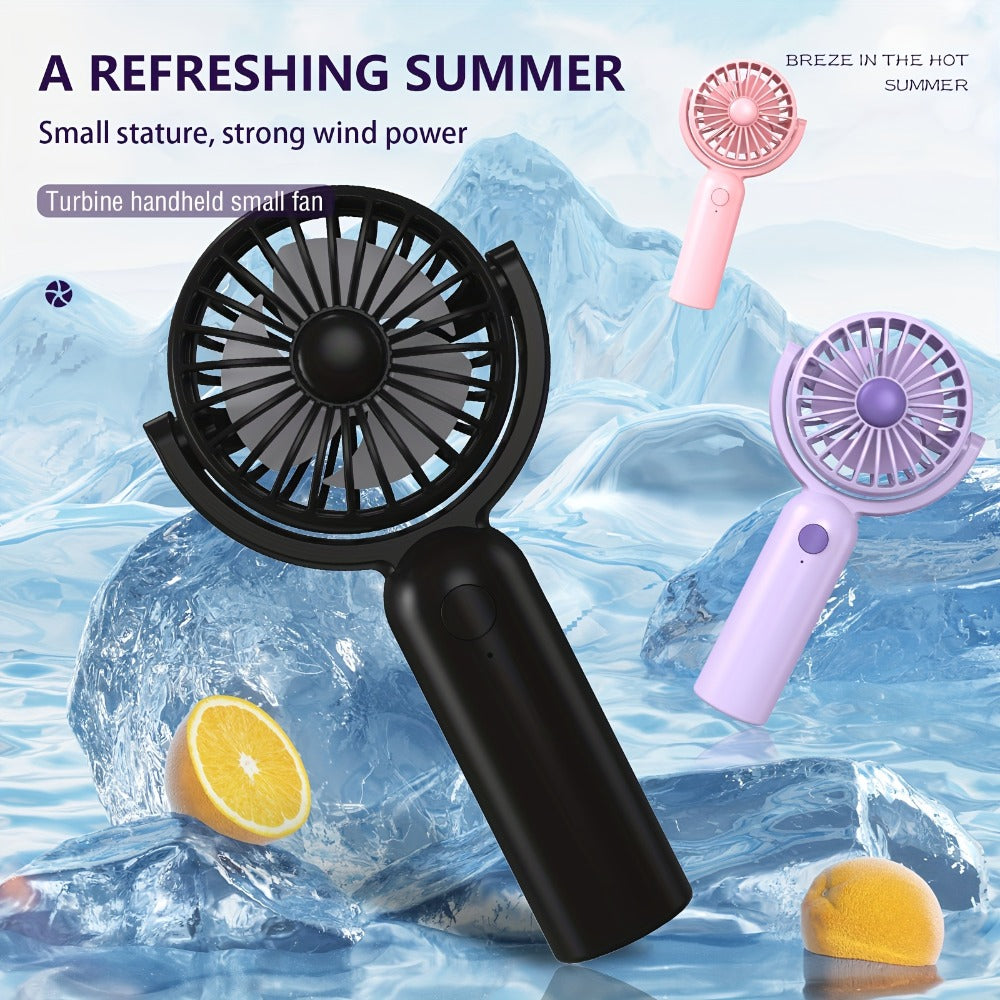 Mini Handheld Fan Set with Pivoting Heads, Three Speeds, USB-C Charging and 3- or 6-Piece Color Packs