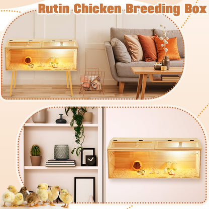 Brooder Box Kit 40x16x16 in for Chicks, Quail & Ducks – Indoor/Outdoor with Leg Stand, Sliding Door, Bulb Set & Feeder for Baby Chickens, Hamsters, Lizards