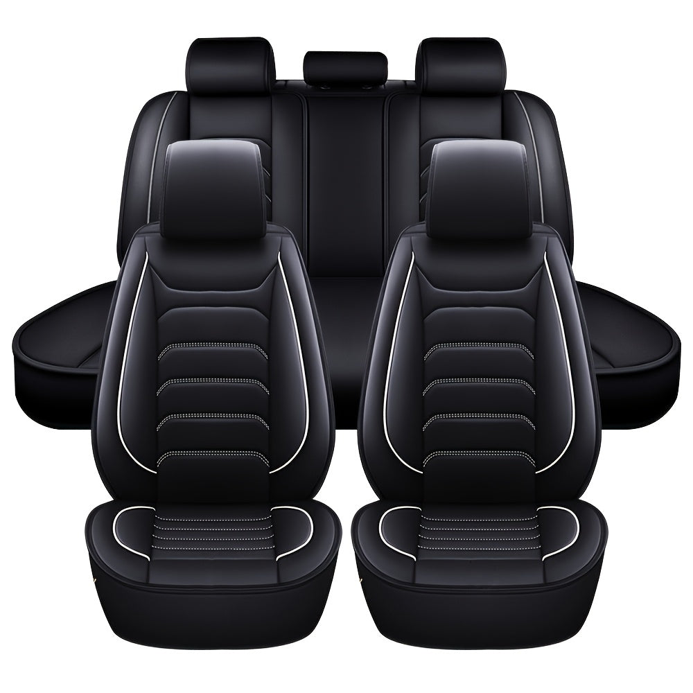 Car Seat Covers 5-Seat Faux Leather Set with Foam Padding and Optional Matching Pillow Pieces