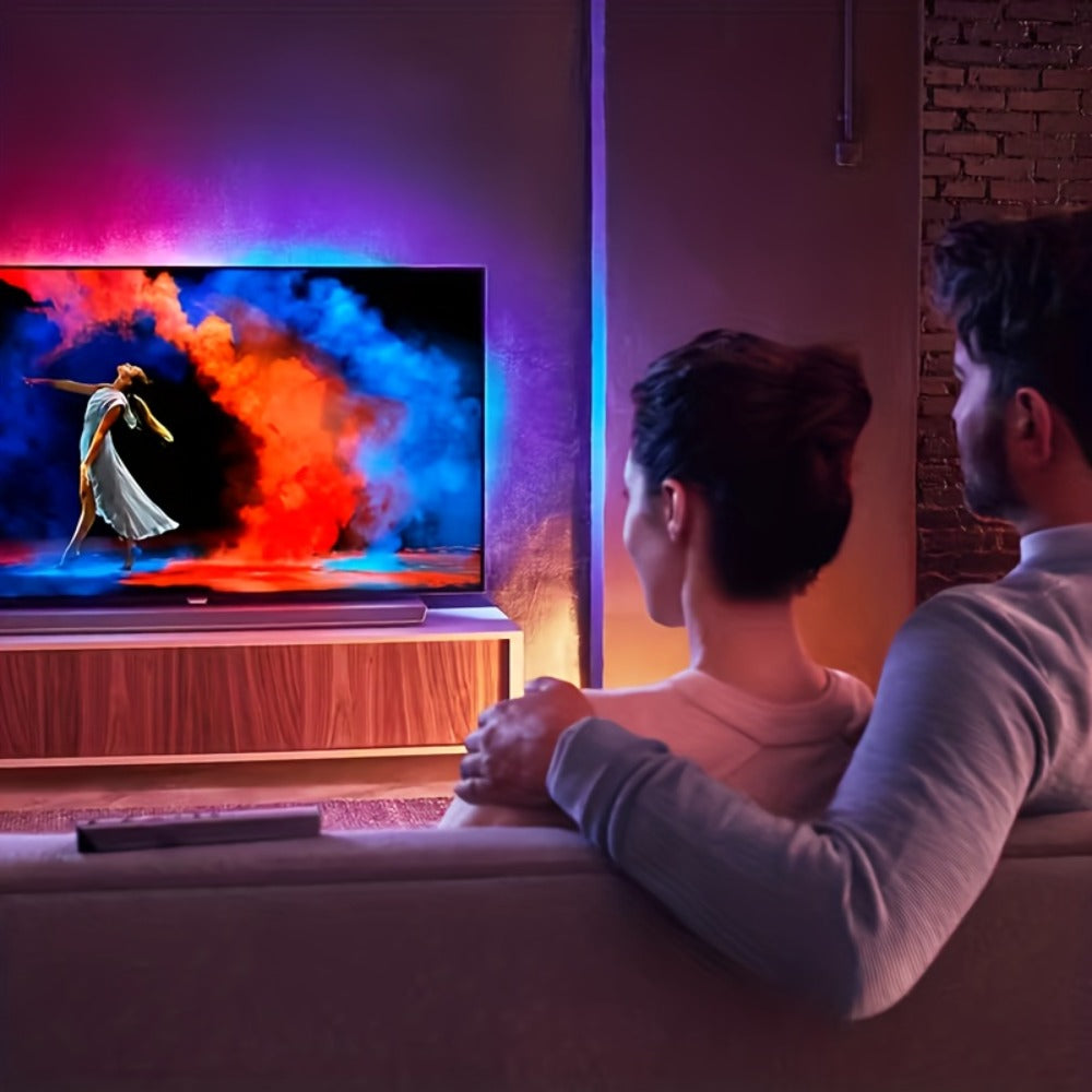 RGB TV Backlight LED Strip Kit, 149.61 Inches with Top-Mounted Screen Sensor, Control Module and App Interface