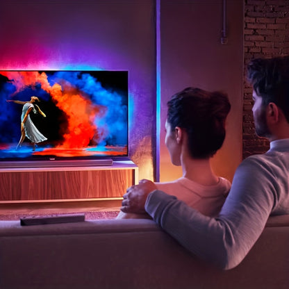 RGB TV Backlight LED Strip Kit, 149.61 Inches with Top-Mounted Screen Sensor, Control Module and App Interface
