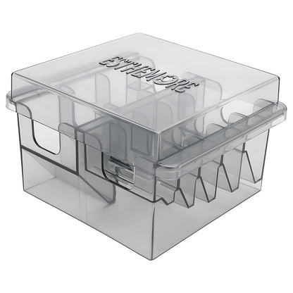 Clear 8-Slot Barber Tool Organizer Box with Lid for Clipper Guards, Combs and Grooming Accessories