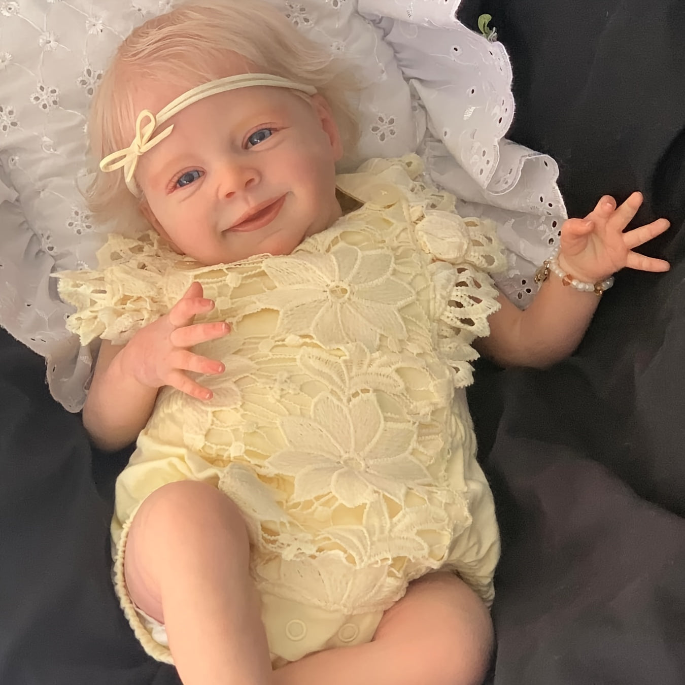 Reborn Doll Sebastian 19-Inch Soft Vinyl Figure with Hand-Rooted Blonde Hair, Open Eyes and Accessory Set