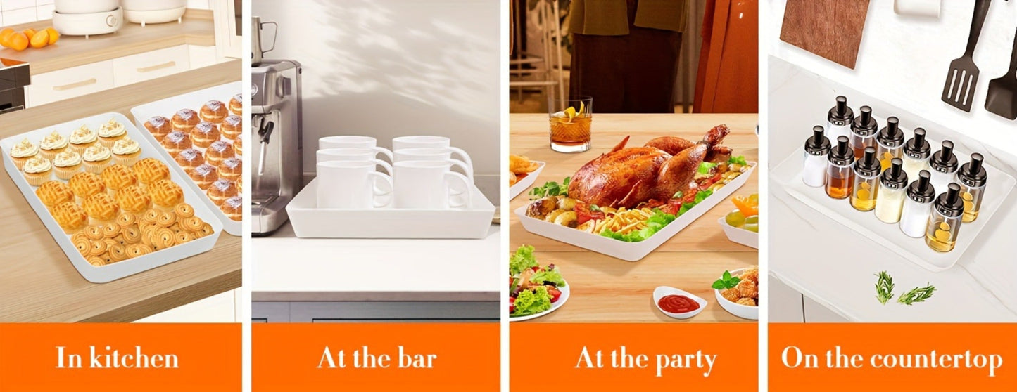 Serving Tray Set of 4 – Reusable Plastic Platters for Fruit, Cookies, Dessert & Snacks | Kitchen Party Organizer