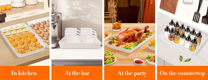 Serving Tray Set of 4 – Reusable Plastic Platters for Fruit, Cookies, Dessert & Snacks | Kitchen Party Organizer