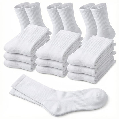 Multicolor Diabetic Crew Socks 12 Pairs Cotton Non-Binding Neuropathy Seamless Cushioned Loose Fit for Men Women Sensitive Feet Edema White Black Grey Size 9-11 10-13