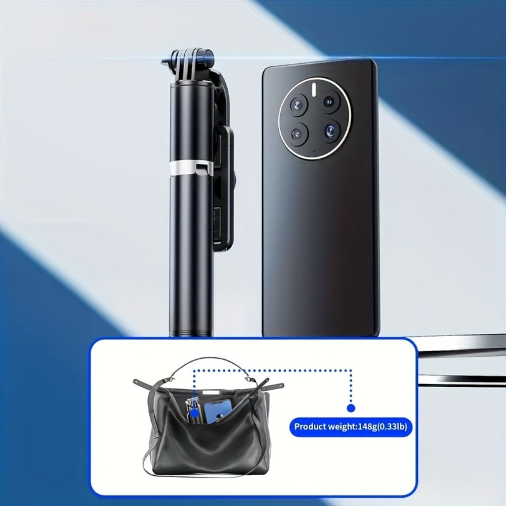 40.6-Inch Black Selfie Stick Tripod with Rotating Phone Head, Fold-Out Floor Base and Remote