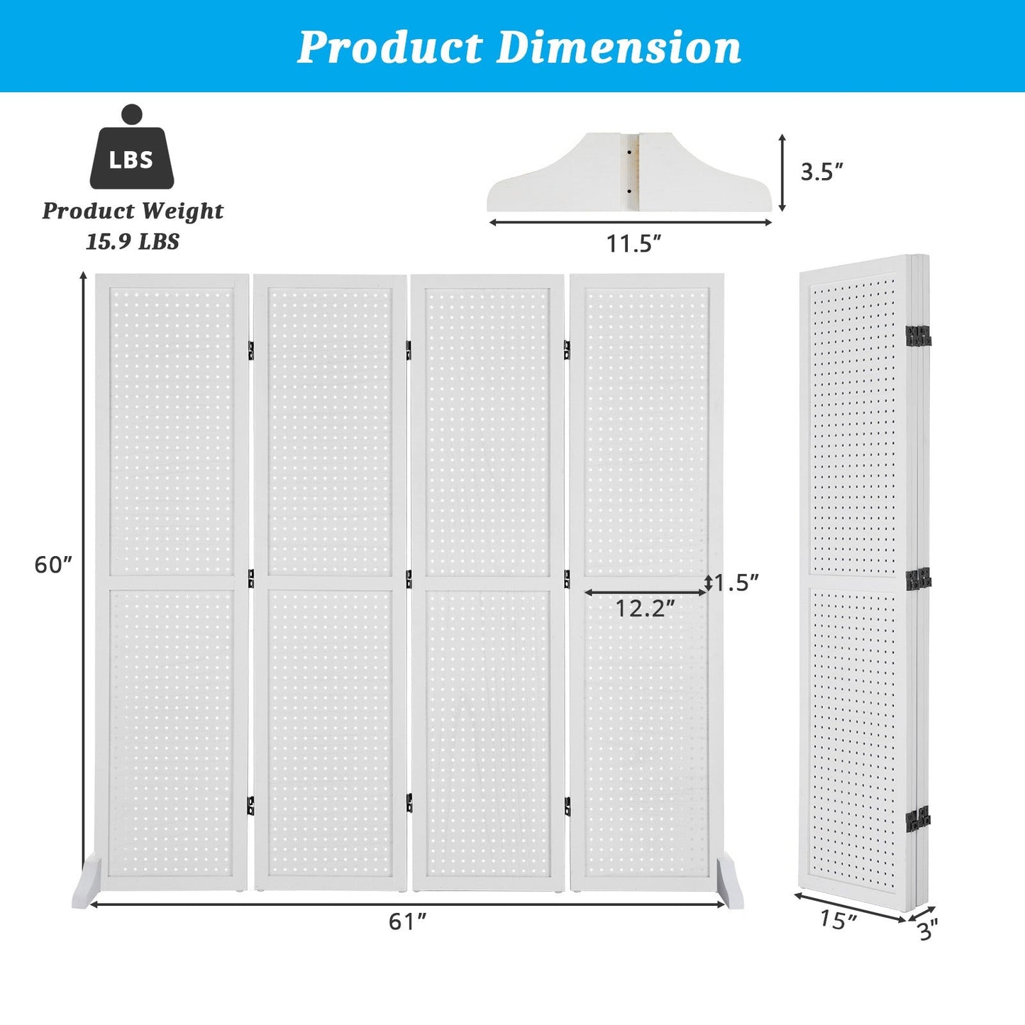 5-Foot Freestanding Room Divider with Added Privacy for Privacy and Space Definition detail image - detail view 34