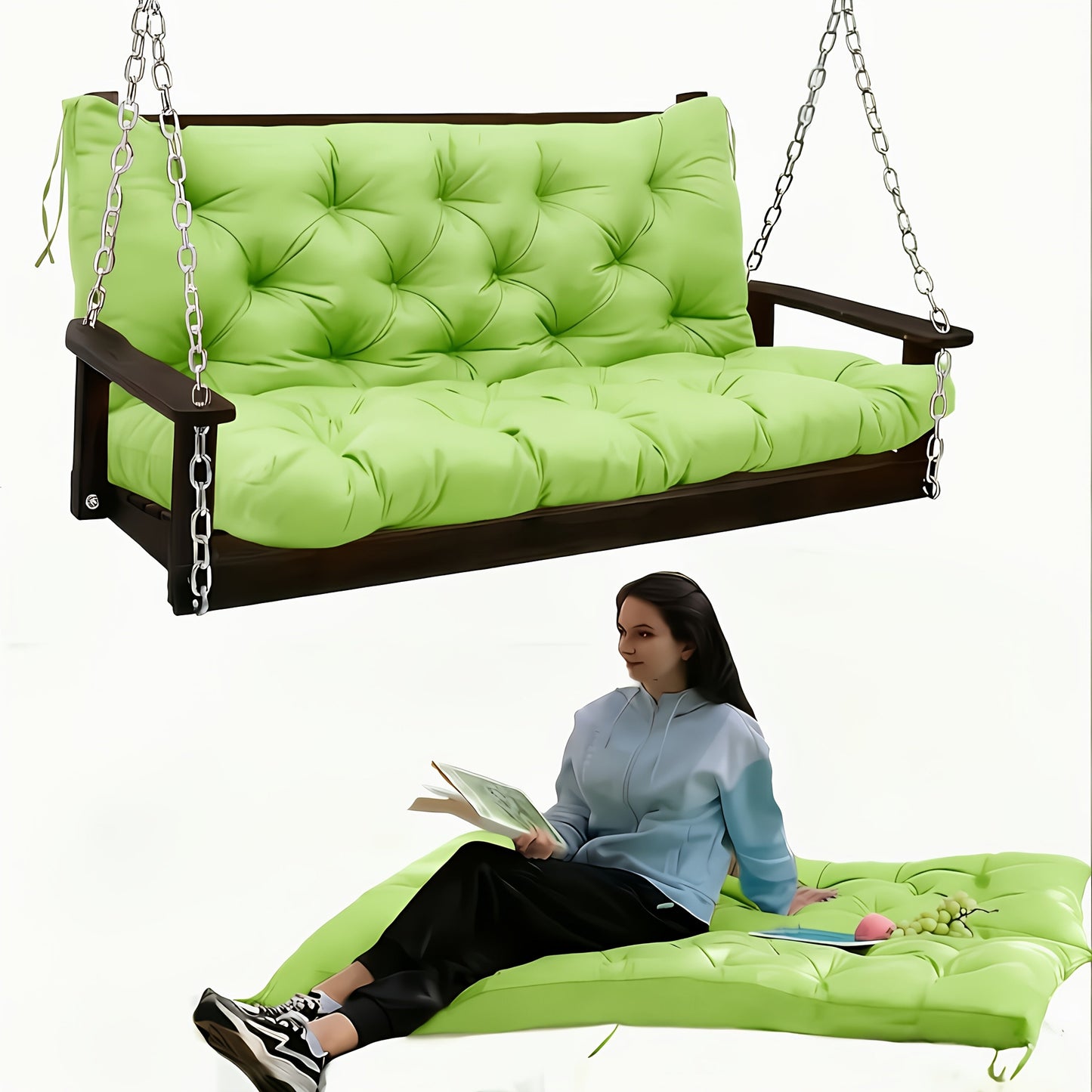 Outdoor Swing Cushions shown in the Grass Green(5 Inch Thick) option