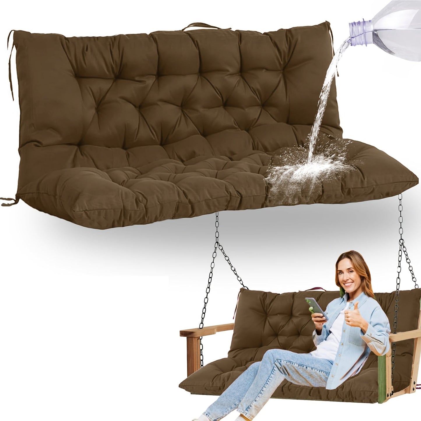 Patio Cushion shown in the coffee(New 5in thick) option