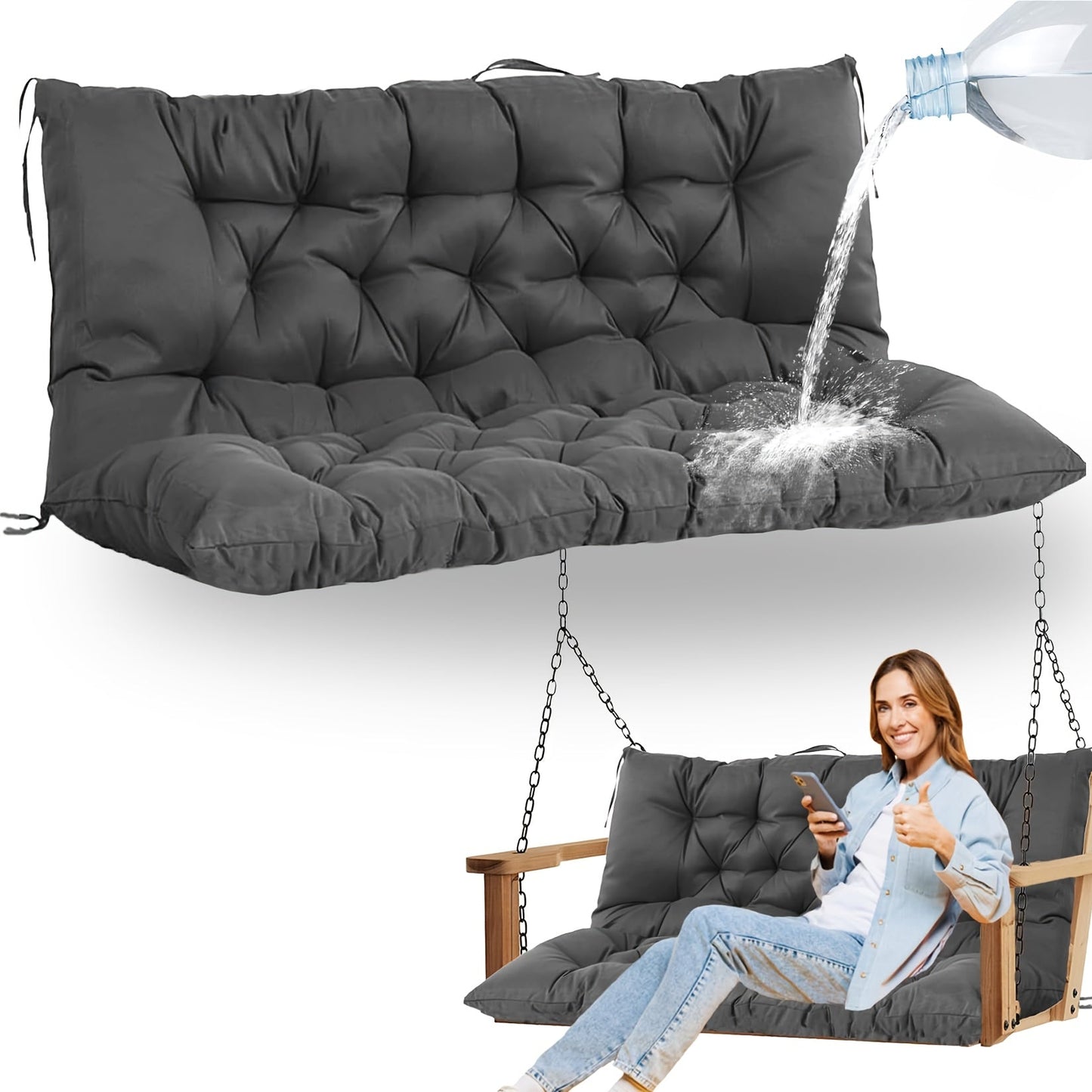 Patio Cushion shown in the drak gray (New 5in thick) option