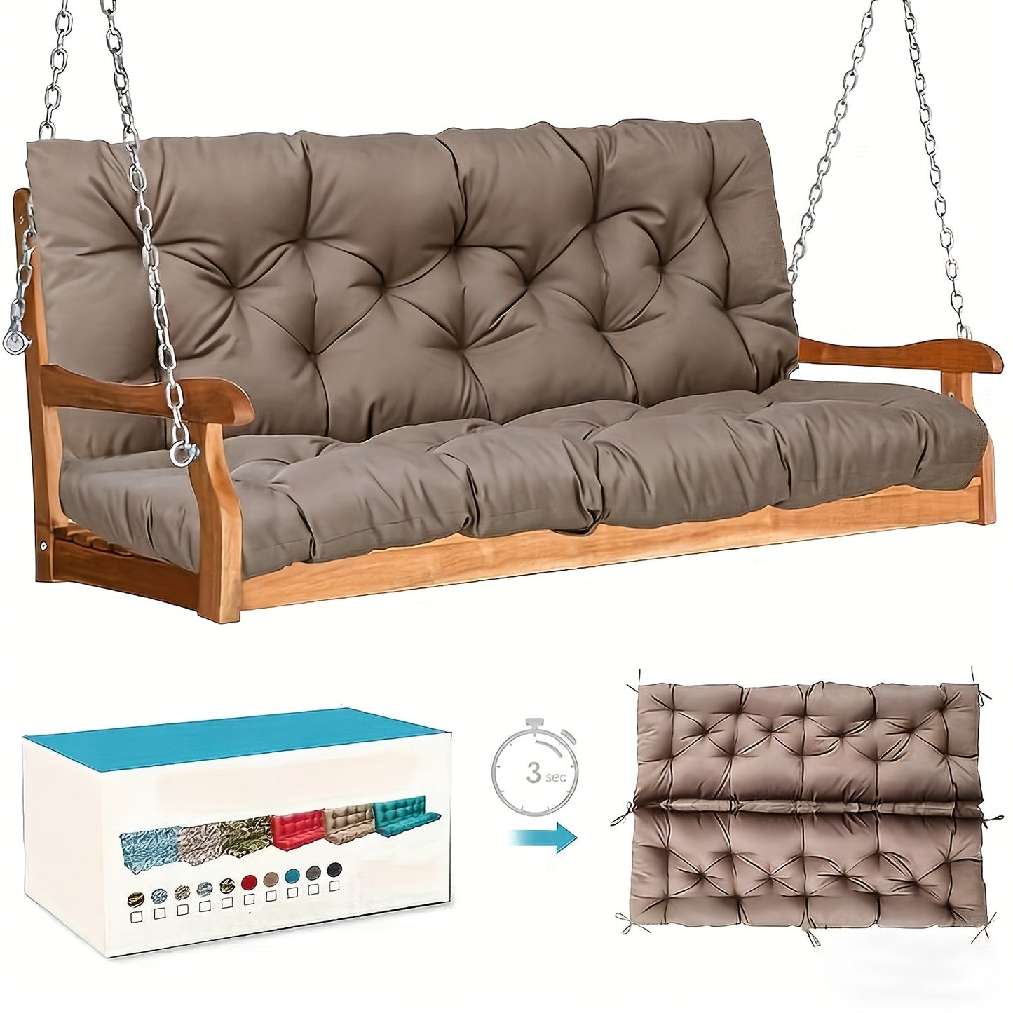 Patio Cushion shown in the Khaki (48×40 in) option