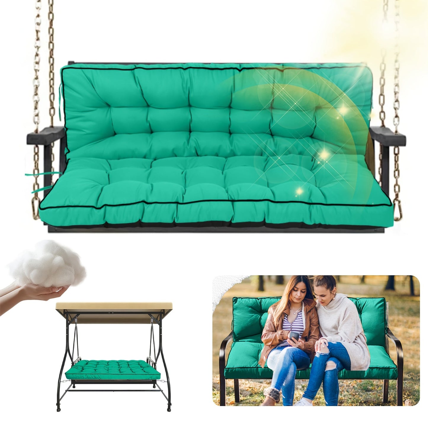 Patio Cushion shown in the lake blue (New 1.97inch thick) option