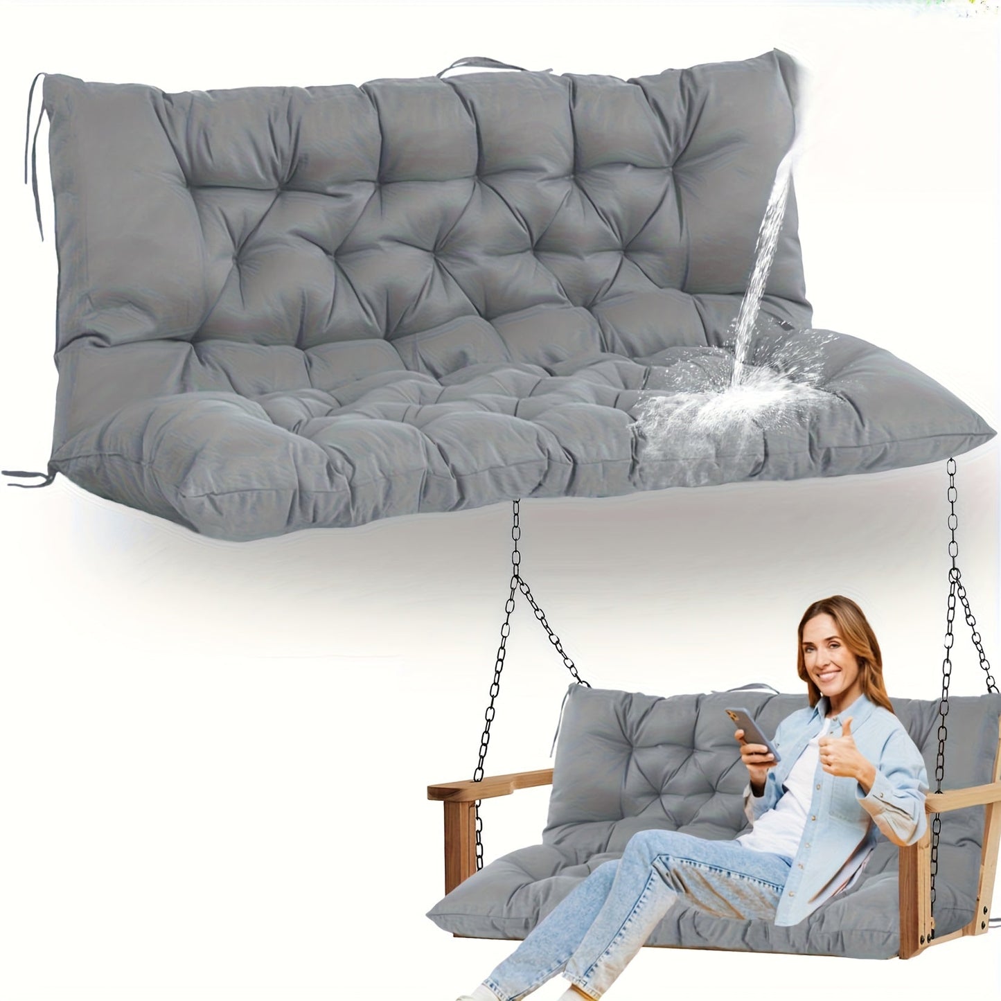 Patio Cushion shown in the light gray (New 5in thick) option