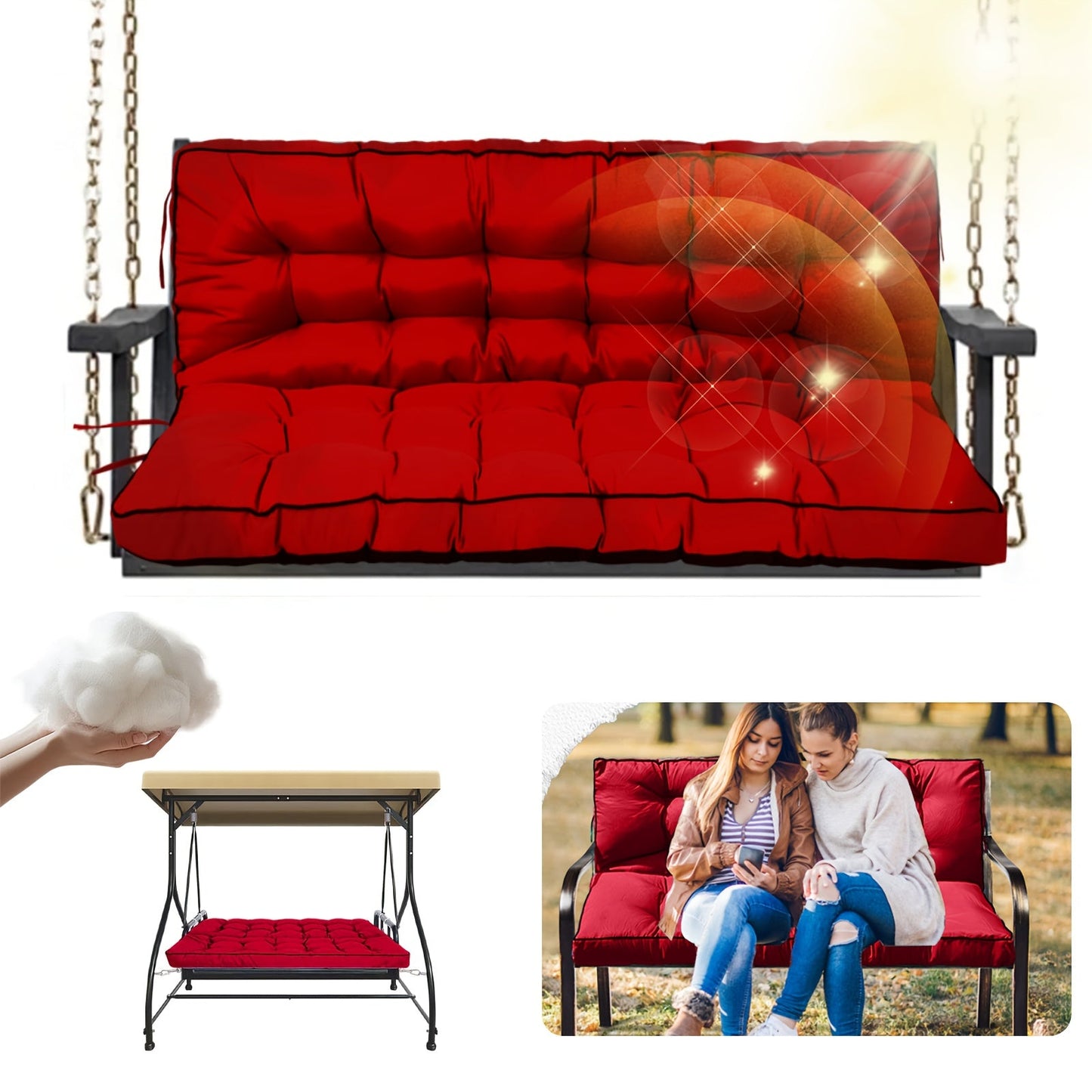 Patio Cushion shown in the Red (New 1.97inch thick) option