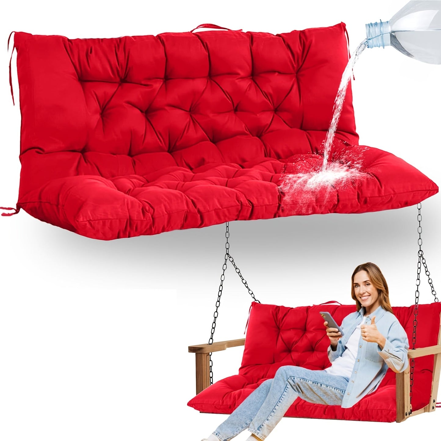 Patio Cushion shown in the red(New 5in thick) option