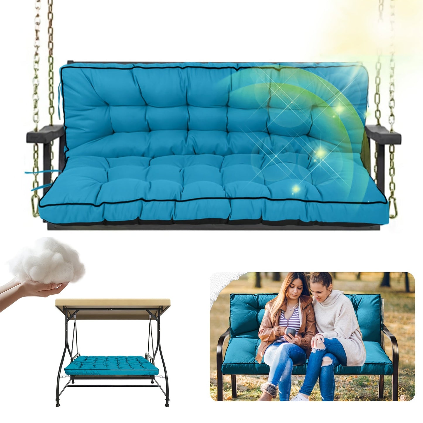 Patio Cushion shown in the Sky Blue (New 1.97inch Thick) option