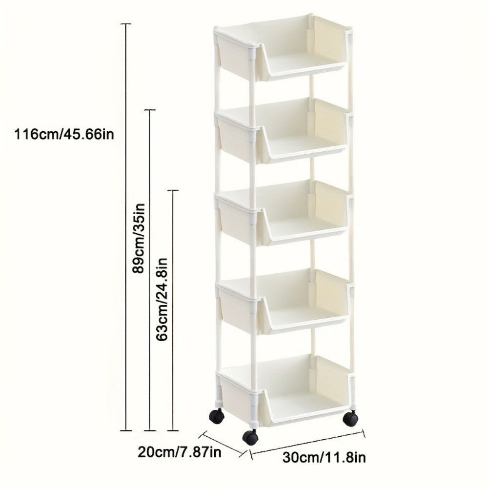 5-Layer Shoe Rack with Rolling Wheels for Organized Everyday Storage detail image - detail view 4