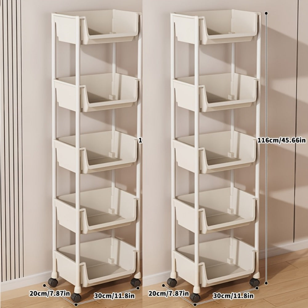 5-Layer Shoe Rack with Rolling Wheels for Organized Everyday Storage detail image - detail view 9