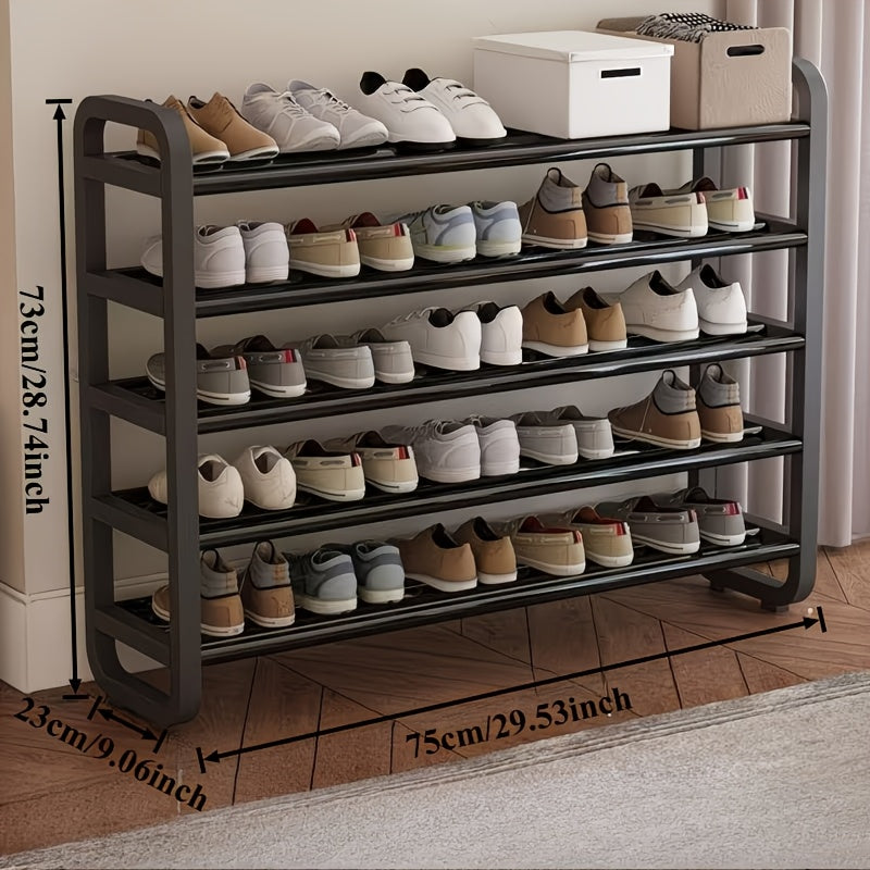 Shoe Rack shown in the Black 5-layer shoe rack can hold 18 pairs of shoes option