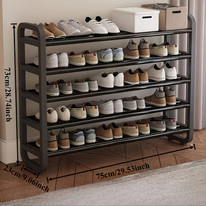 Shoe Rack shown in the Black 5-layer shoe rack can hold 18 pairs of shoes option