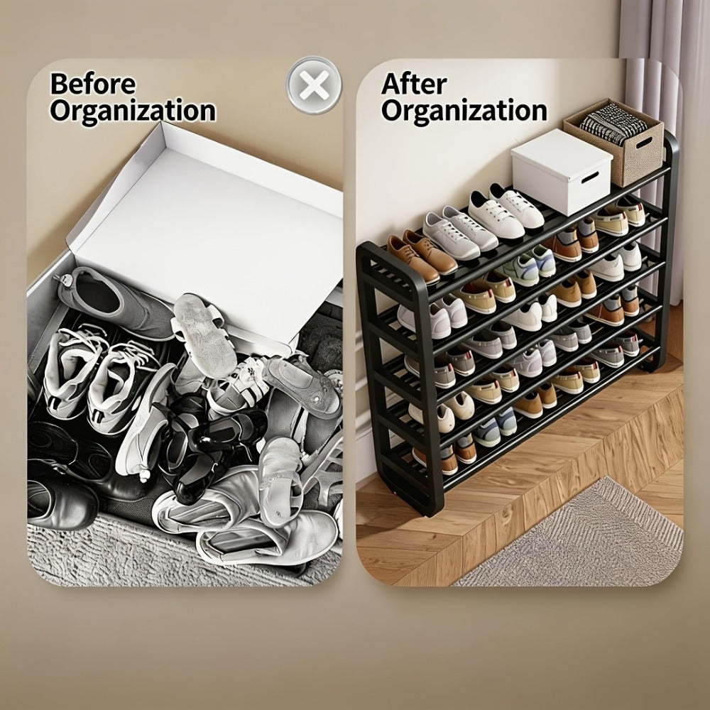 5-Layer Space-Saving Shoe Rack, Entryway Shoe Organizer for Organized Everyday Storage detail image - detail view 6
