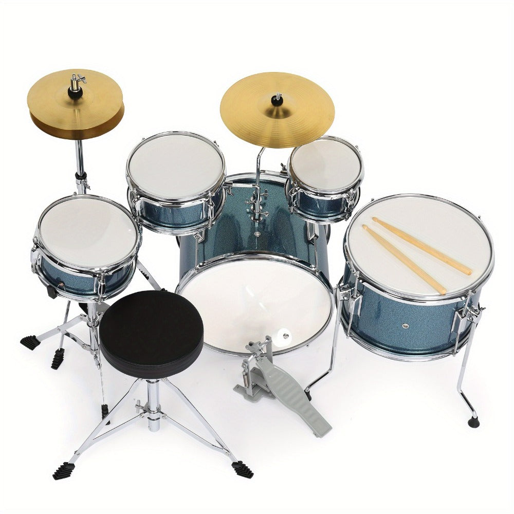 5-Piece Beginner Acoustic Drum Set with Stool, Pedal, Sticks and Wrench detail image - detail view 5