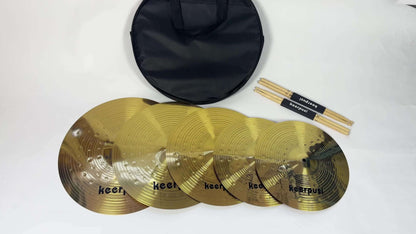 5-Piece Cymbal Pack, 14–20 Inch Hi-Hat Crash Ride Set with Bag detail image - detail view 6