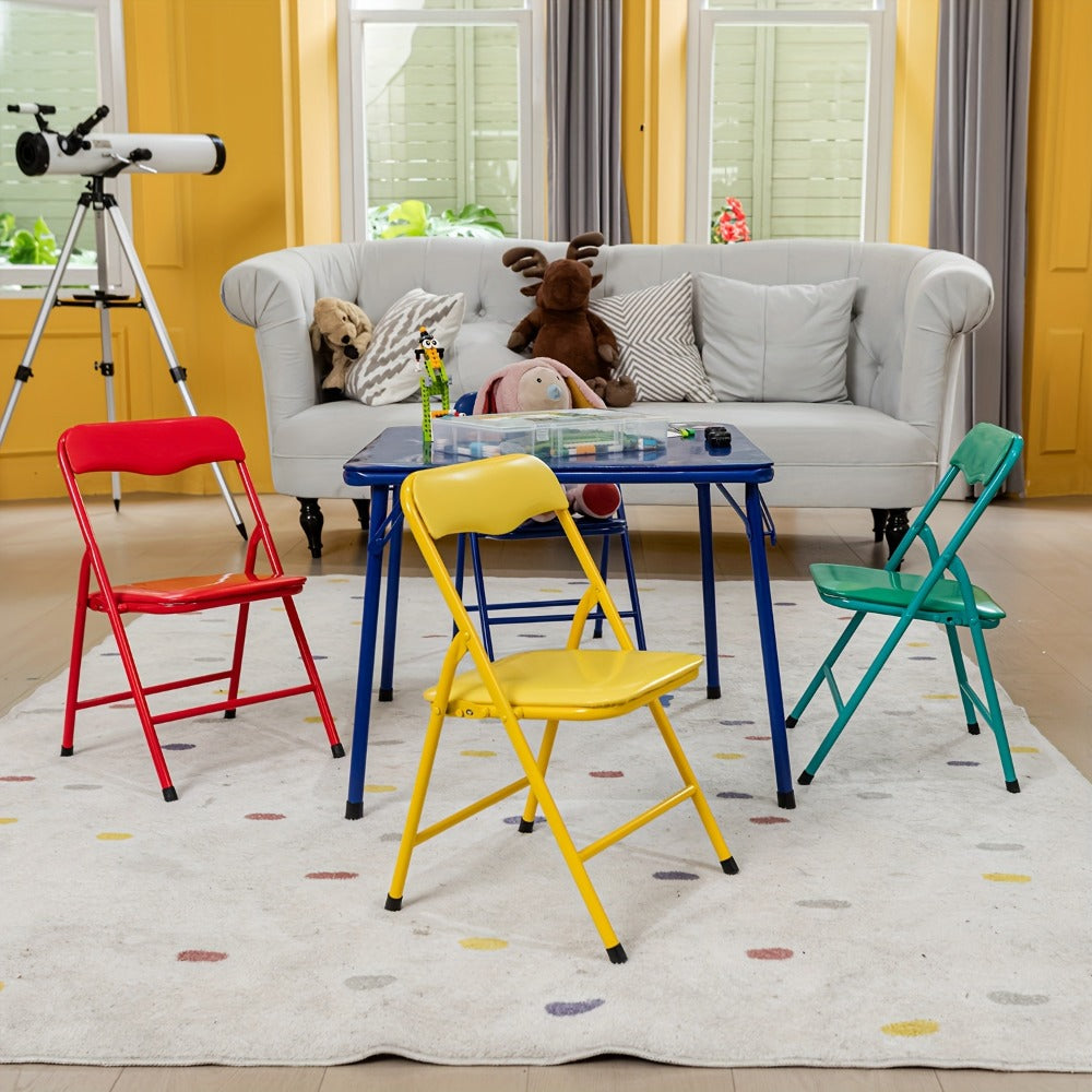5-Piece Foldable Kids Table And Chair Set with Multiple Color Options for Kids' Room detail image - detail view 6