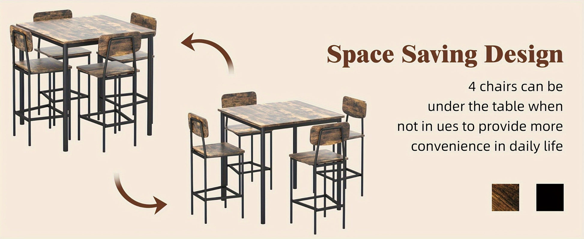 5-Piece Rectangular Dining Table Set for Kitchen and Home Office detail image - detail view 14