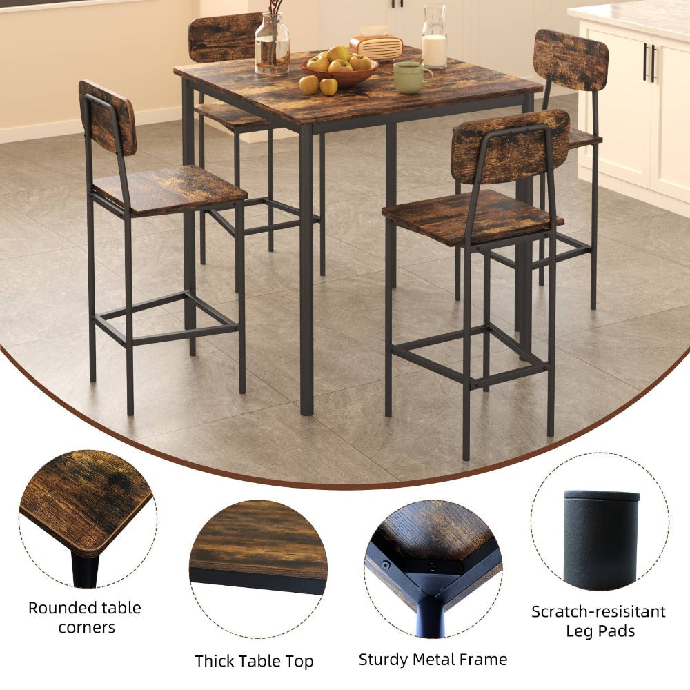 5-Piece Rectangular Dining Table Set for Kitchen and Home Office detail image - detail view 9