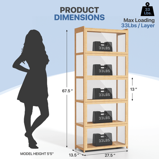 5-Tier Bamboo Display Cabinet for Kids' Room and Living Room detail image