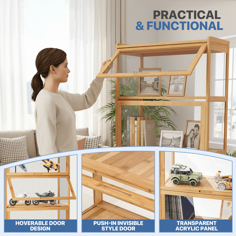 5-Tier Bamboo Display Cabinet for Kids' Room and Living Room detail image - detail view 5