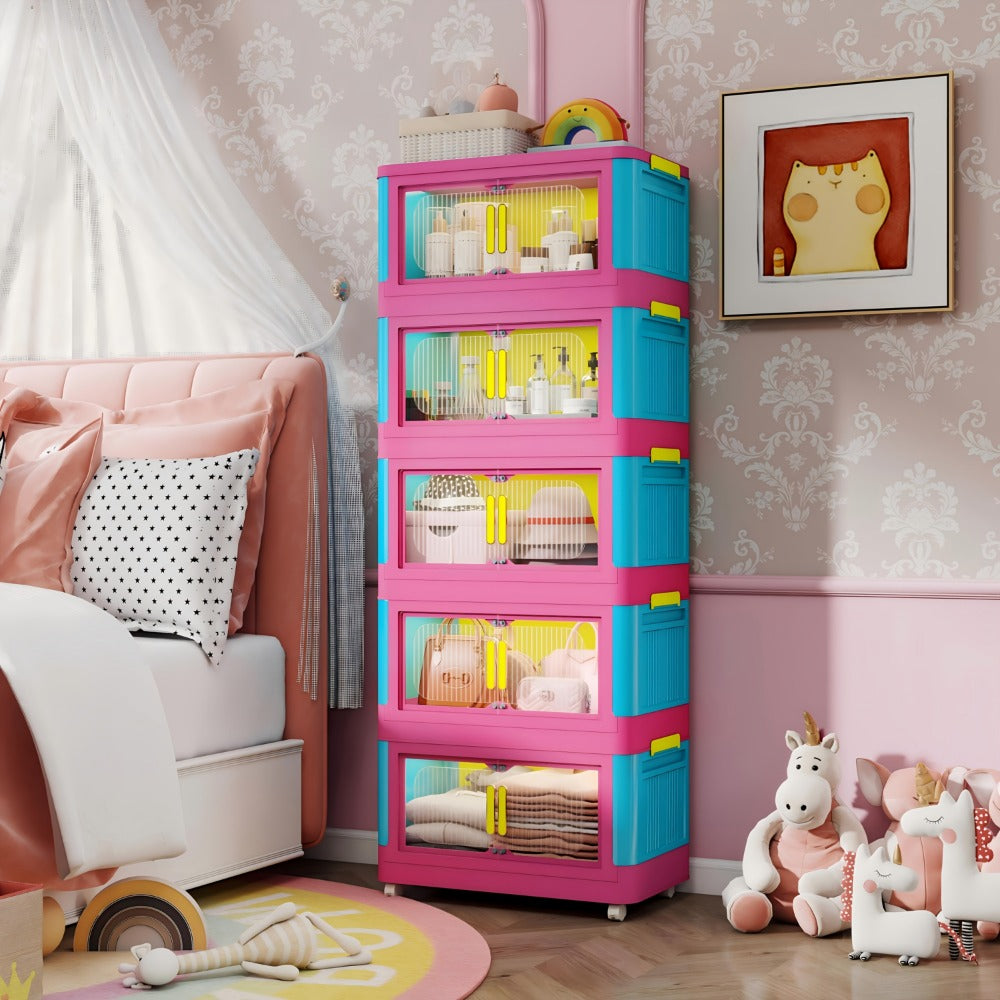 5-Tier Foldable Storage Organizer with Waterproof Protection and Stackable Design detail image