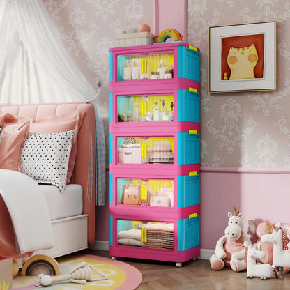 5-Tier Foldable Storage Organizer with Waterproof Protection and Stackable Design detail image