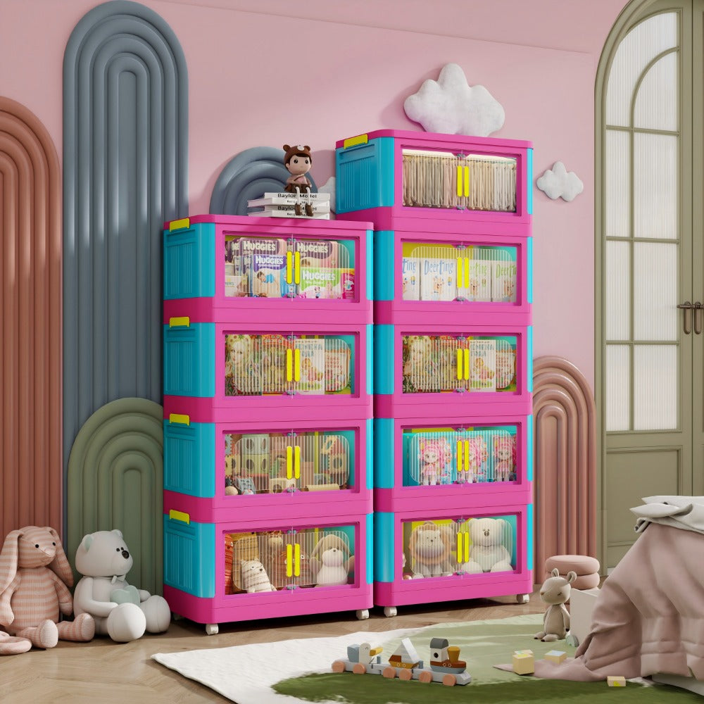 Storage Organizer, Foldable Rolling 4 & 5 Tier with 360° Wheels & Magnetic Closure shown in the main product view