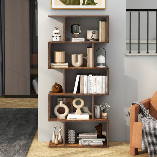 5-Tier Freestanding Bookcase with Multiple Color Options for Living Room detail image