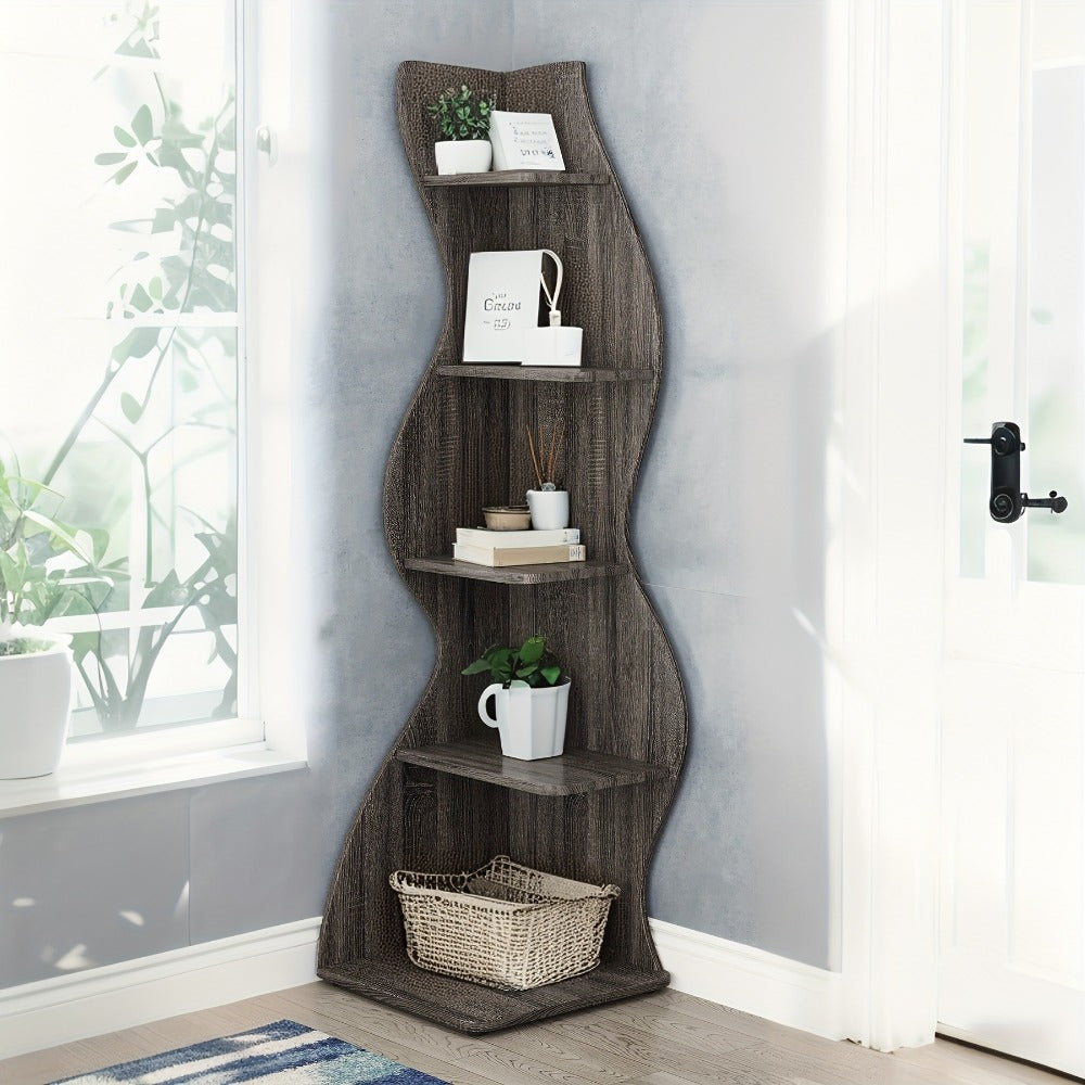 5-Tier Freestanding Corner Shelf for Living Room and Bedroom detail image - detail view 13