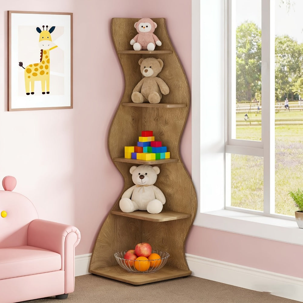 5-Tier Freestanding Corner Shelf for Living Room and Bedroom detail image - detail view 7