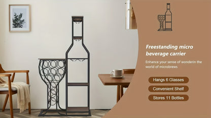 5-Tier Freestanding Wine Rack with Wine Glass Holder for Organized Everyday Storage detail image - detail view 13
