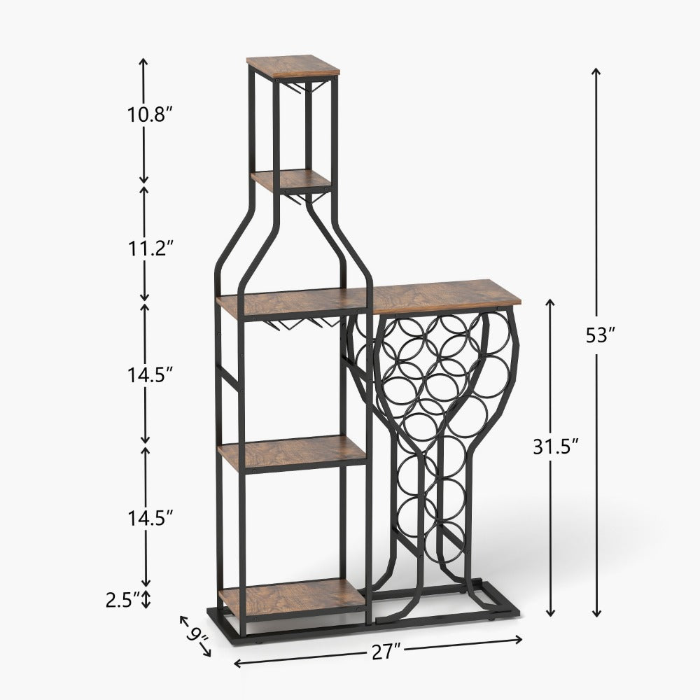 5-Tier Freestanding Wine Rack with Wine Glass Holder for Organized Everyday Storage detail image - detail view 4